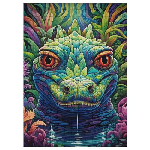 Krokodil Puzzles 300 Teile Erwachsener Kniffel Spaß Für Die Ganze Familie - 300 Puzzleteilige Motive, Holzpuzzle Kinder Erwachsene, Impossible Puzzle Schwer 42×30cm von AAPZY