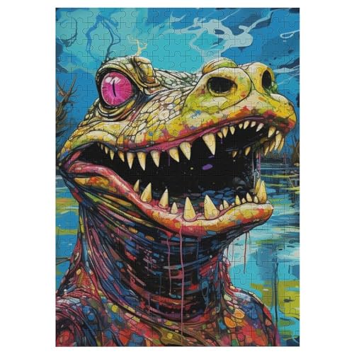 Krokodil Puzzles 300 Teile Erwachsener Kniffel Spaß Für Die Ganze Familie - 300 Puzzleteilige Motive, Holzpuzzle Kinder Erwachsene, Impossible Puzzle Schwer 42×30cm von AAPZY