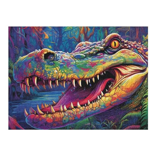 Krokodil Puzzles 500 Teile Erwachsener Kniffel Spaß Für Die Ganze Familie - 500 Puzzleteilige Motive, Holzpuzzle Kinder Erwachsene, Impossible Puzzle Schwer （52×38cm） von AAPZY