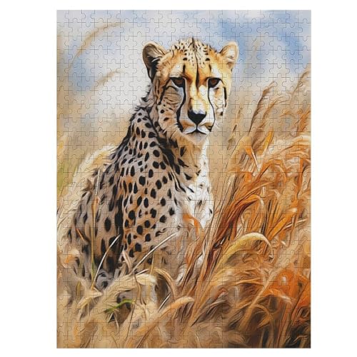 Leopard,500 Teile,Holzpuzzle,einzigartiges Puzzle,kreatives Puzzle,Geschenk Für Erwachsene,Familienspiel,Herausforderungsaktivität,（55×41cm） von AAPZY