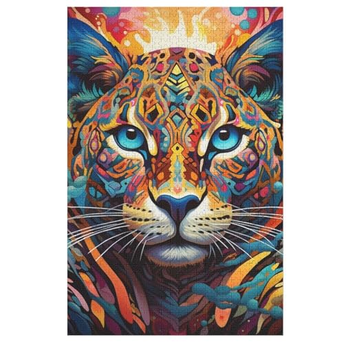 Leopard 1000 Teile Puzzle Für Erwachsene, Herausforderung Puzzles - Familienpuzzle Verringerter Druck Schwieriges Puzzle Rahmen Holzpuzzle Für Erwachsene Kinder 12+ （78×53cm） von AAPZY