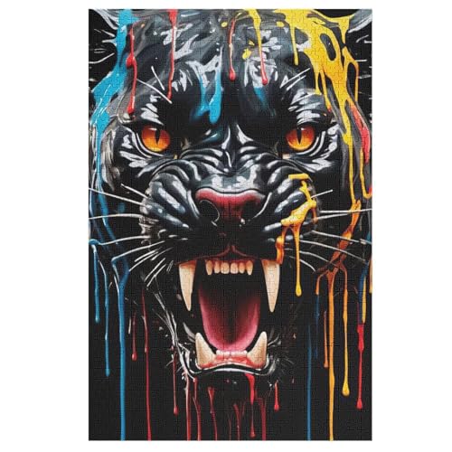 Leopard Holzpuzzle 1000 Teile,Puzzles Für Erwachsene, Impossible Puzzle, Geschicklichkeitsspiel Für Die Ganze Familie,Home Dekoration Puzzle, Puzzle Kinder Legespiel 78×53cm von AAPZY