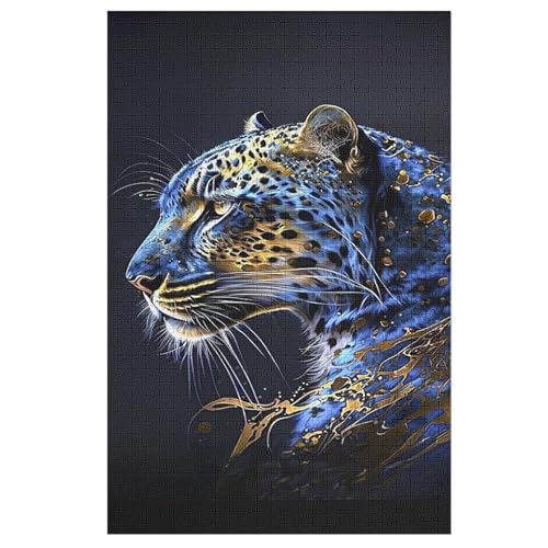 Leopard Holzpuzzle 1000 Teile,Puzzles Für Erwachsene, Impossible Puzzle, Geschicklichkeitsspiel Für Die Ganze Familie,Home Dekoration Puzzle, Puzzle Kinder Legespiel 78×53cm von AAPZY