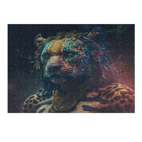 Leopard Holzpuzzle Erwachsene - 300 Teiliges Jigsaw Knobelspiel - Puzzle Für Erwachsene & Kinder - Outdoor & Reisespielzeug - Geduldspiel （40×28cm） von AAPZY