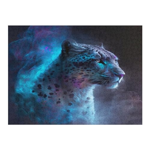 Leopard Holzpuzzle Erwachsene - 500 Teiliges Jigsaw Knobelspiel - Puzzle Für Erwachsene & Kinder - Outdoor & Reisespielzeug - Geduldspiel （52×38cm） von AAPZY