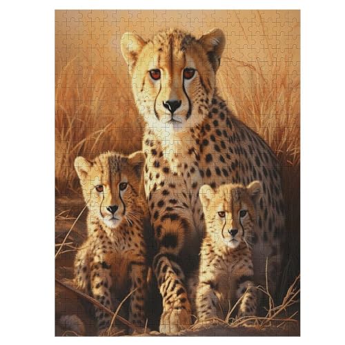 Leopard Holzpuzzle Erwachsene - 500 Teiliges Jigsaw Knobelspiel - Puzzle Für Erwachsene & Kinder - Outdoor & Reisespielzeug - Geduldspiel （55×41cm） von AAPZY