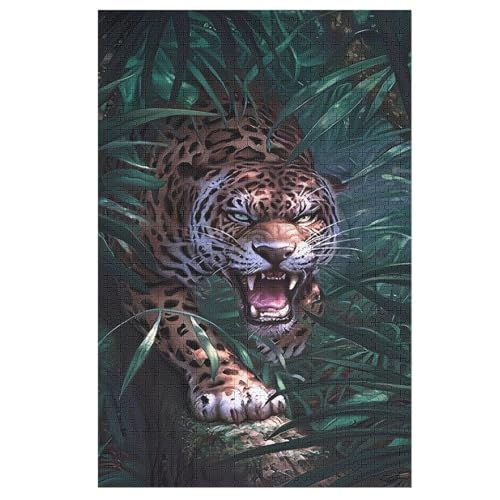 Leopard -Puzzle, 1000 Teile,Holzpuzzle Für Erwachsene Kinder, Lustiges Spielzeug, Denkspiel, Spielzeug, Bildungsspiel, Herausforderung, Pädagogisch, 78×53cm von AAPZY