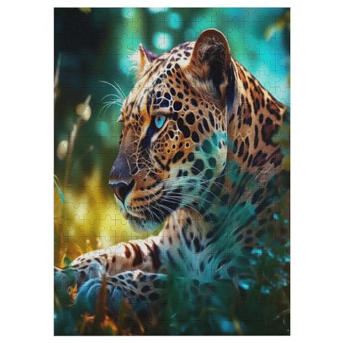 Leopard Puzzle 300 Teile, Holzpuzzle Für Erwachsene, Impossible Puzzle, Geschicklichkeitsspiel Für Die Ganze Familie, Puzzle Farbenfrohes Legespiel Kinder Puzzles 42×30cm von AAPZY