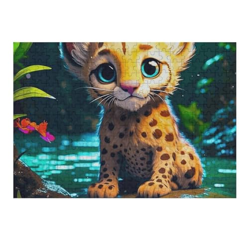 Leopard Puzzle 300 Teile,Puzzles Für Erwachsene, Impossible Puzzle, Geschicklichkeitsspiel Für Die Ganze Familie, Puzzle Kinder,Holzpuzzle-Geschenk,Raumdekoration, （40×28cm） von AAPZY