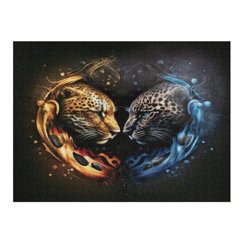 Leopard – Puzzle 500 Teile, Holzpuzzle, Herausforderndes Geschicklichkeitsspiel Für Die Ganze Familie, Kinder Erwachsenenpuzzle Ab 12 Jahren （52×38cm） von AAPZY