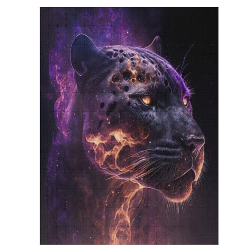 Leopard Puzzle 500 Teile, Holzpuzzle Für Erwachsene, Impossible Puzzle, Geschicklichkeitsspiel Für Die Ganze Familie, Puzzle Farbenfrohes Legespiel Kinder Puzzles （55×41cm） von AAPZY