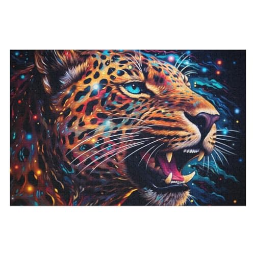 Leopard Puzzles 1000 Teile Erwachsener Kniffel Spaß Für Die Ganze Familie - 1000 Puzzleteilige Motive, Holzpuzzle Kinder Erwachsene, Impossible Puzzle Schwer （75×50cm） von AAPZY