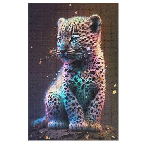 Leopard Puzzles 1000 Teile Erwachsener Kniffel Spaß Für Die Ganze Familie - 1000 Puzzleteilige Motive, Holzpuzzle Kinder Erwachsene, Impossible Puzzle Schwer （78×53cm） von AAPZY