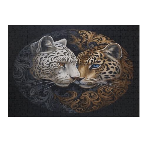 Leopard Puzzles 300 Teile Erwachsener Kniffel Spaß Für Die Ganze Familie - 300 Puzzleteilige Motive, Holzpuzzle Kinder Erwachsene, Impossible Puzzle Schwer （40×28cm） von AAPZY