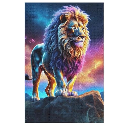 Löwe 1000 Teile Puzzles, Wood Craft, Hochwertiges Modernes Puzzle, DIY, Für Erwachsene Und Kinder Ab 12 Jahren Holz, Puzzle 78×53cm von AAPZY