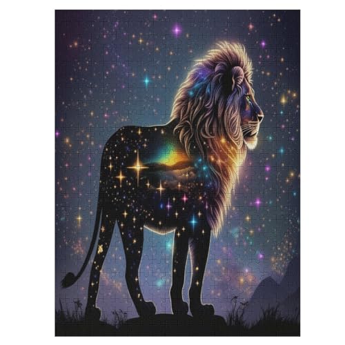 Löwe 500 Teile Puzzle Für Erwachsene, Herausforderung Puzzles - Familienpuzzle Verringerter Druck Schwieriges Puzzle Rahmen Holzpuzzle Für Erwachsene Kinder 12+ （55×41cm） von AAPZY