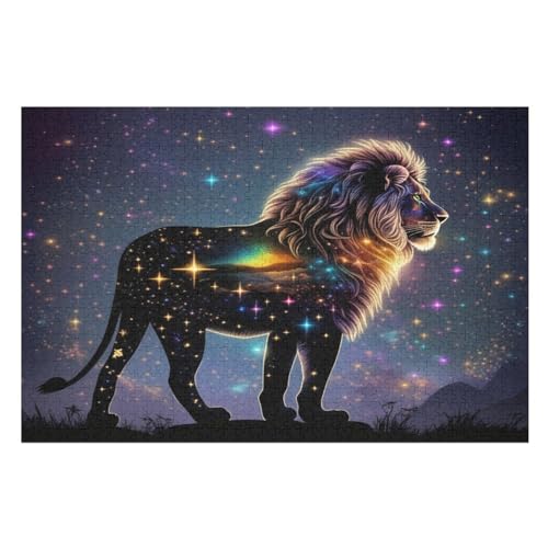 Löwe Holzpuzzle 1000 Stück Puzzles Für Erwachsene Teenager Stress Abbauen Familien-Puzzlespiel Poster 1000-teiliges Puzzle Kinder Lernspiel Spielzeug Geschenk （75×50cm） von AAPZY