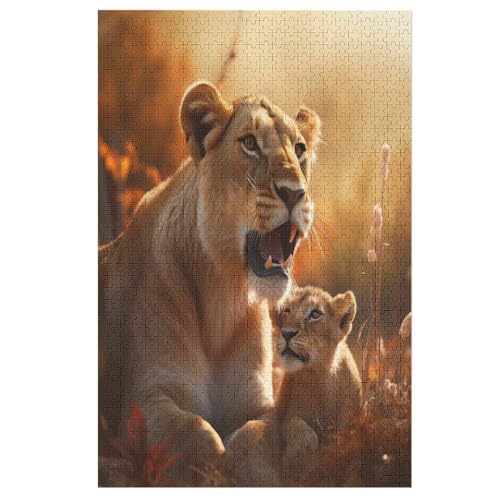 Löwe -Puzzle, 1000 Teile,Holzpuzzle Für Erwachsene Kinder, Lustiges Spielzeug, Denkspiel, Spielzeug, Bildungsspiel, Herausforderung, Pädagogisch, 78×53cm von AAPZY