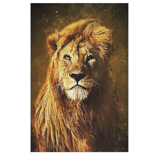 Löwe Puzzle Für Erwachsene,1000-teiliges Puzzle,Puzzle Für Erwachsene Und Kinder,Holzpuzzle,Lernspielzeug, 78×53cm von AAPZY