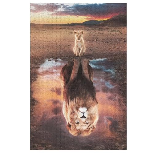 Löwe Puzzle Für Erwachsene,1000-teiliges Puzzle,Puzzle Für Erwachsene Und Kinder,Holzpuzzle,Lernspielzeug, 78×53cm von AAPZY