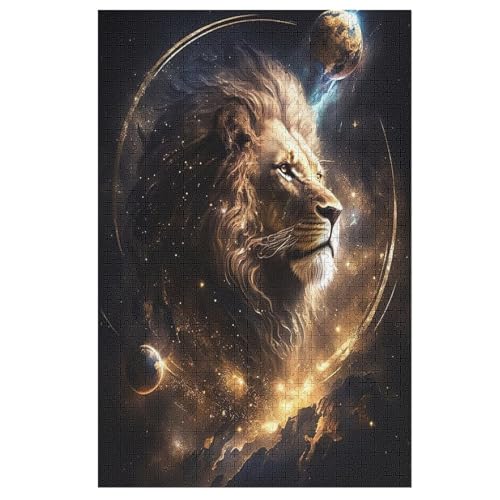 Löwe Puzzle Für Erwachsene 1000 Teile Premium 100% Recyceltes Brett Zum Lernen, Lernspielzeug, Familienspiele Kinder Holzpuzzle （78×53cm） von AAPZY