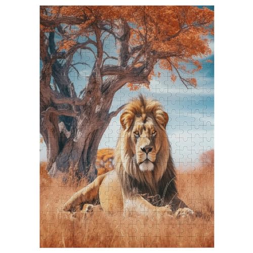 Löwe Puzzles 300 Teile Erwachsener Kniffel Spaß Für Die Ganze Familie - 300 Puzzleteilige Motive, Holzpuzzle Kinder Erwachsene, Impossible Puzzle Schwer （42×30cm） von AAPZY