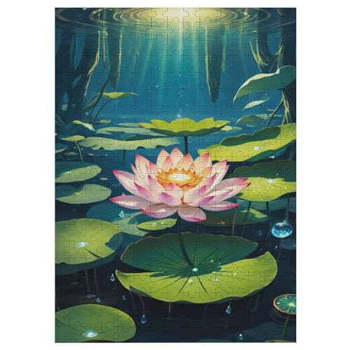 Lotus Holzpuzzle 300 Teile, Knobelspiele Für Erwachsene, Teenager, Puzzles Unmögliche - Kinder Puzzle Zimmer Deko 42×30cm von AAPZY