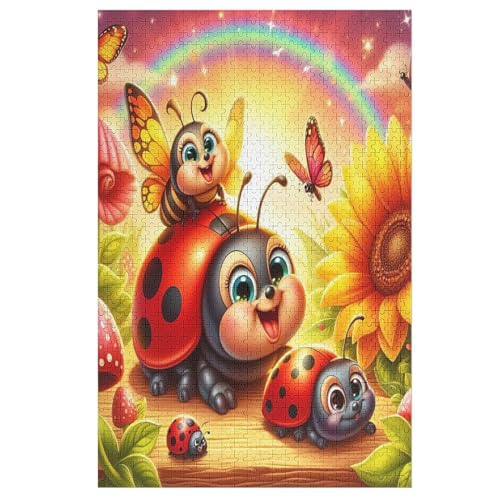 Marienkäfer Holzpuzzle Erwachsene - 1000 Teiliges Jigsaw Knobelspiel - Puzzle Für Erwachsene & Kinder - Outdoor & Reisespielzeug - Geduldspiel 78×53cm von AAPZY