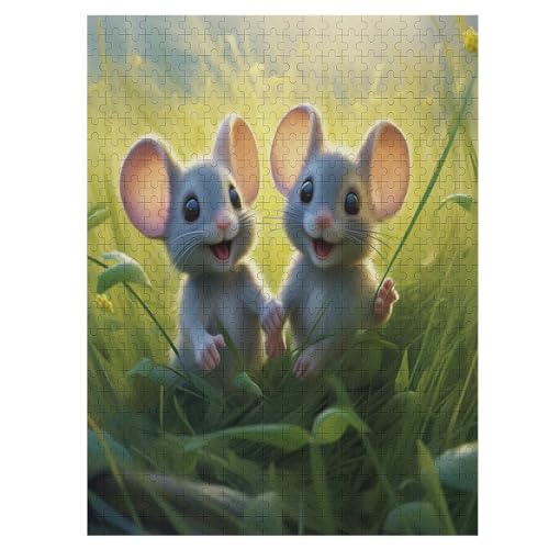 Maus Puzzle 500 Teile, Holzpuzzle Für Erwachsene, Impossible Puzzle, Geschicklichkeitsspiel Für Die Ganze Familie, Puzzle Farbenfrohes Legespiel Kinder Puzzles （55×41cm） von AAPZY