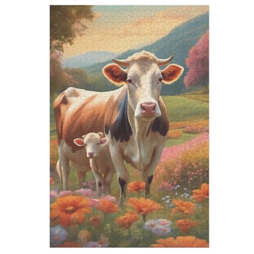 Milk Kuh Holzpuzzle 1000 Teile, Knobelspiele Für Erwachsene, Teenager, Puzzles Unmögliche - Kinder Puzzle Zimmer Deko 78×53cm von AAPZY