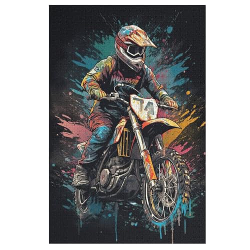 Motocross 1000 Teile Puzzle, Holzpuzzle, Puzzles Für Erwachsene Kinder, 1000 Teile Puzzle Für Jugendliche & Erwachsene Lernspiel Herausforderungsspielzeug 78×53cm von AAPZY