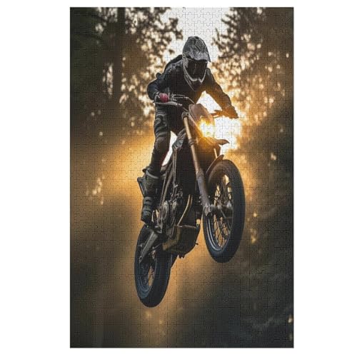 Motocross Holzpuzzle 1000 Teile, Knobelspiele Für Erwachsene, Teenager, Puzzles Unmögliche - Kinder Puzzle Zimmer Deko 78×53cm von AAPZY