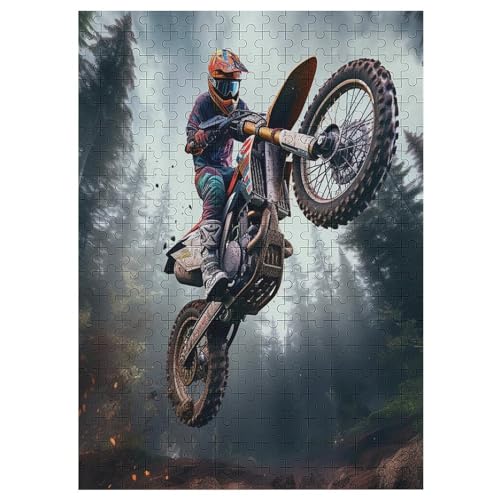 Motocross Holzpuzzle 300 Teile, Knobelspiele Für Erwachsene, Teenager, Puzzles Unmögliche - Kinder Puzzle Zimmer Deko 42×30cm von AAPZY