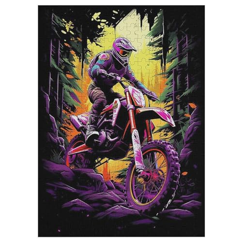 Motocross Holzpuzzle 300 Teile, Knobelspiele Für Erwachsene, Teenager, Puzzles Unmögliche - Kinder Puzzle Zimmer Deko 42×30cm von AAPZY