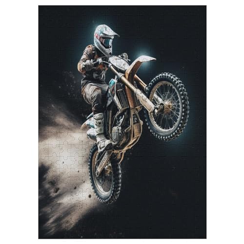 Motocross Holzpuzzle 300 Teile, Knobelspiele Für Erwachsene, Teenager, Puzzles Unmögliche - Kinder Puzzle Zimmer Deko 42×30cm von AAPZY