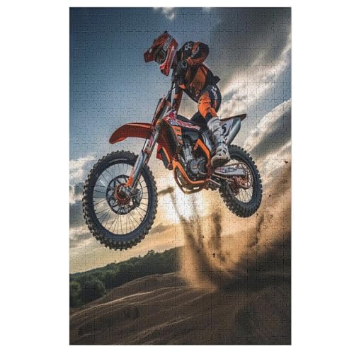 Motocross Holzpuzzle Erwachsene - 1000 Teiliges Jigsaw Knobelspiel - Puzzle Für Erwachsene & Kinder - Outdoor & Reisespielzeug - Geduldspiel 78×53cm von AAPZY