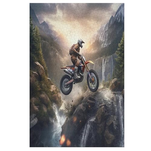 Motocross Puzzle 1000 Teile, Holzpuzzle Für Erwachsene, Impossible Puzzle, Geschicklichkeitsspiel Für Die Ganze Familie, Puzzle Farbenfrohes Legespiel Kinder Puzzles （78×53cm） von AAPZY