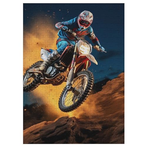 Motocross Puzzles 300 Teile Erwachsener Kniffel Spaß Für Die Ganze Familie - 300 Puzzleteilige Motive, Holzpuzzle Kinder Erwachsene, Impossible Puzzle Schwer （42×30cm） von AAPZY