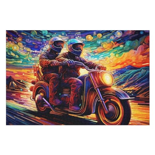 Motorrad Holzpuzzle 1000 Teile, Knobelspiele Für Erwachsene, Teenager, Puzzles Unmögliche - Kinder Puzzle Zimmer Deko （75×50cm） von AAPZY