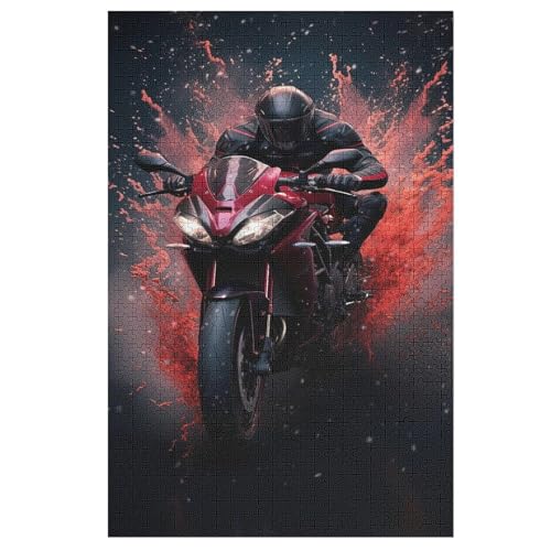 Motorrad Puzzle Für Erwachsene 1000 Teile Premium 100% Recyceltes Brett Zum Lernen, Lernspielzeug, Familienspiele Kinder Holzpuzzle 78×53cm von AAPZY