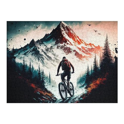 Mountainbike 500 Teile Puzzle Für Erwachsene, Herausforderung Puzzles - Familienpuzzle Verringerter Druck Schwieriges Puzzle Rahmen Holzpuzzle Für Erwachsene Kinder 12+ （52×38cm） von AAPZY