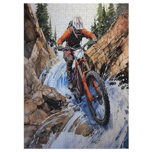 Mountainbike Holzpuzzle 300 Teile Klassische Puzzles Erwachsene Kinder Puzzle DIY Kit Holzspielzeug Einzigartiges Geschenk Moderne Wohnkultur 42×30cm von AAPZY