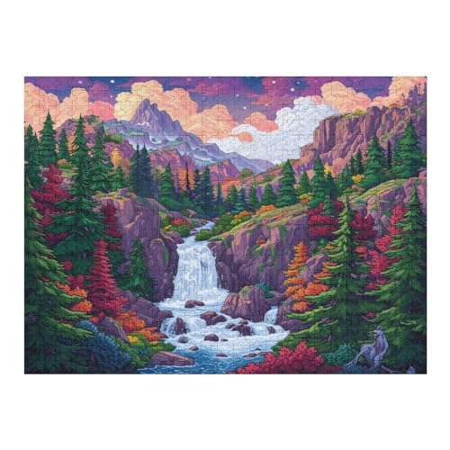 Mountains and Wasserfalls Holzpuzzle 500 Teile, Knobelspiele Für Erwachsene, Teenager, Puzzles Unmögliche - Kinder Puzzle Zimmer Deko （52×38cm） von AAPZY