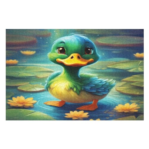 Niedliche Ente Puzzles 1000 Teile Erwachsener Kniffel Spaß Für Die Ganze Familie - 1000 Puzzleteilige Motive, Holzpuzzle Kinder Erwachsene, Impossible Puzzle Schwer （75×50cm） von AAPZY