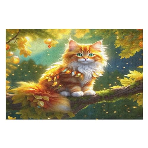 Niedliche Katze Holzpuzzle 1000 Teile, Knobelspiele Für Erwachsene, Teenager, Puzzles Unmögliche - Kinder Puzzle Zimmer Deko （75×50cm） von AAPZY