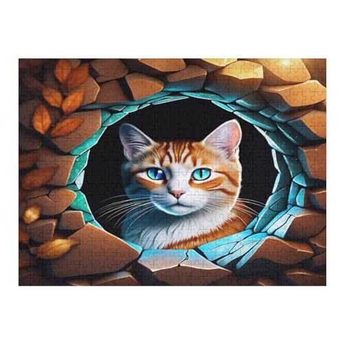 Niedliche Katze Holzpuzzle Erwachsene - 500 Teiliges Jigsaw Knobelspiel - Puzzle Für Erwachsene & Kinder - Outdoor & Reisespielzeug - Geduldspiel （52×38cm） von AAPZY