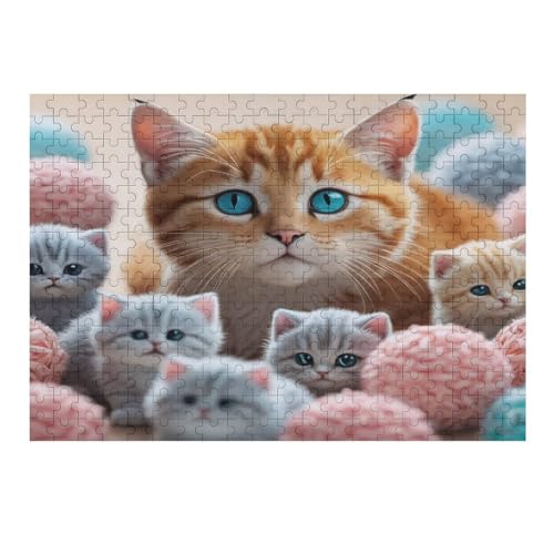 Niedliche Katze – Puzzle 300 Teile, Holzpuzzle, Herausforderndes Geschicklichkeitsspiel Für Die Ganze Familie, Kinder Erwachsenenpuzzle Ab 12 Jahren （40×28cm） von AAPZY