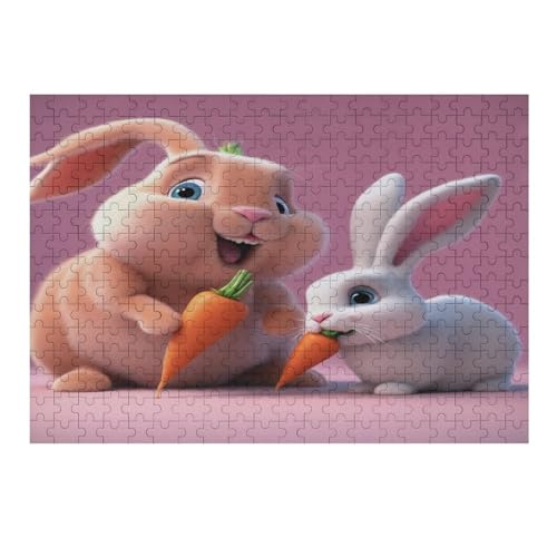 Niedliches Kaninchen Puzzles 300 Teile Erwachsener Kniffel Spaß Für Die Ganze Familie - 300 Puzzleteilige Motive, Holzpuzzle Kinder Erwachsene, Impossible Puzzle Schwer （40×28cm） von AAPZY