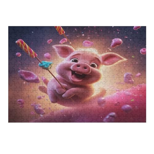 Niedliches Schwein Puzzles 300 Teile Erwachsener Kniffel Spaß Für Die Ganze Familie - 300 Puzzleteilige Motive, Holzpuzzle Kinder Erwachsene, Impossible Puzzle Schwer （40×28cm） von AAPZY