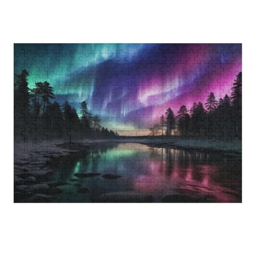 Nordlichter in Norwegen 300 Teile Puzzle, Holzpuzzle, Puzzles Für Erwachsene Kinder, 300 Teile Puzzle Für Jugendliche & Erwachsene Lernspiel Herausforderungsspielzeug （40×28cm） von AAPZY